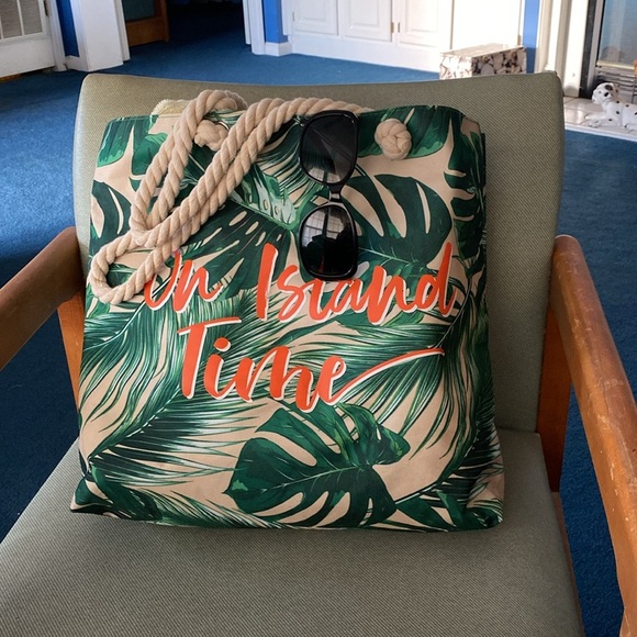 Tote Bag Ulta On Island Time Canvas Rope Handles Beach Cruise Vacation - Picture 6 of 9